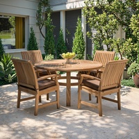 Mobilier de jardin personnalisé de luxe pour l'extérieur, ensemble de salle à manger somptueuse en teck, table et chaises rondes en bois de 1,5 m