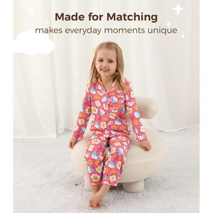 Conjunto de Pijama de Manga Larga para Niñas Pequeñas, 2 Piezas, Ropa de Dormir Cómoda con Bolsillos, Viscosa de Bambú - Product Image 3