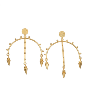 Pendientes de Aro Dorados con Diseño de Arco |   Gotas Geométricas |   Pendientes Boho con Púas |   Joyería Étnica Moderna - Product Image 6