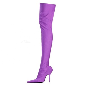 Chaussures de danse à talons hauts et bout pointu Paris 2026, bottes stretch multicolores au-dessus du genou, bottes <span class=keywords><strong>cuissardes</strong></span>, grandes tailles - Product Image 1