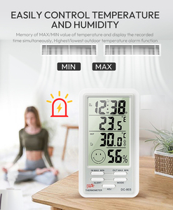 DC-803 kỹ thuật số Nhiệt ẩm kế trong nhà ngoài trời nhiệt độ độ ẩm màn hình với đồng hồ báo thức & Max/Min Bộ nhớ-Nhà Thông Minh - Product Image 5