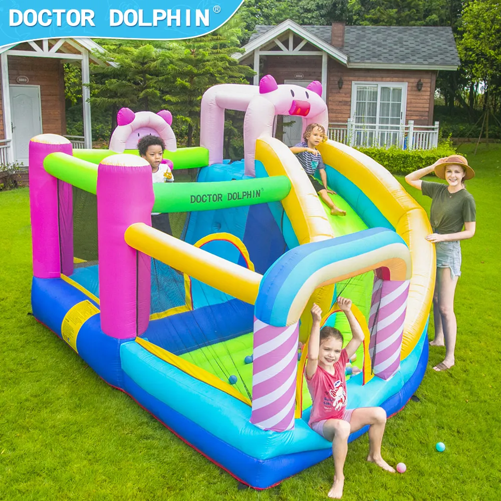 Doktor yunus renkli hava kale trambolin oyun alanı çocuk spor fedai atlama slayt pembe şişme kale