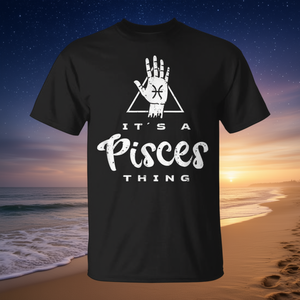 T-shirt It's A Pisces Thing avec motif de lecture de paume du zodiaque, noir - Product Image 3