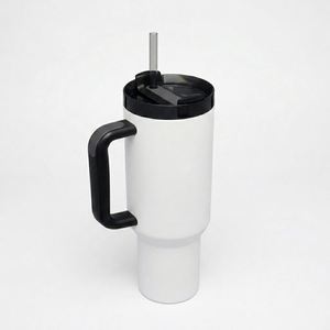 Vaso Térmico de Acero Inoxidable con Aislamiento al Vacío de 40 oz, Doble Pared, con Asa y Pajita, Diseño Minimalista, en Stock en EE. UU. - Product Image 1