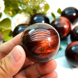 หินควอตซ์แกะสลักด้วยมือจากธรรมชาติ หินตาเสือสีแดงทรงกลม สำหรับตกแต่ง ขายดี - Product Image 3