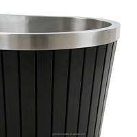 Baignoire ovale haut de gamme en acier inoxydable et bois massif pour bain froid, écologique, pour usage extérieur, maison, salle de sport, spa, récupération physique