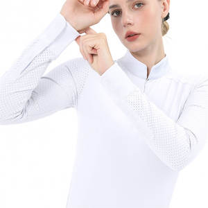 최고 판매 새로운 패션 승마베이스 레이어 의류 하프 지퍼 승마 셔츠 빠른 건조 여성 승마 쇼 셔츠 - Product Image 3