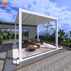 2025 nouveau jardin extérieur en aluminium persienne Pergola lumière LED électrique en aluminium obturateur 3x3m <span class=keywords><strong>terrasse</strong></span> Durable bois plastique alliage - Product Image 2