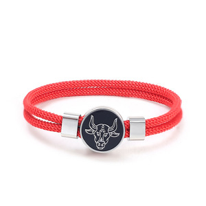 Neue wasserdichte Edelstahl-Armbänder mit rotem Seilgeflecht, 12 Sternzeichen, modische Schnur für Paare - Product Image 5