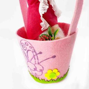 Cesta de huevos de Pascua de tela no tejida rosa para decoración infantil, talla única - Product Image 3