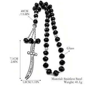 Collier pendentif <span class=keywords><strong>épée</strong></span>, talisman islamique, design calligraphie arabe, artisanat raffiné pour la décoration intérieure de voiture et à porter, musulman - Product Image 6