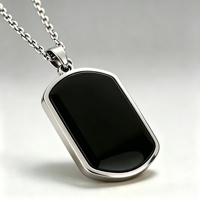 Collier pendentif en obsidienne noire naturelle, plaqué or 18K PVD, acier inoxydable 316L, pierre précieuse, hypoallergénique, étanche