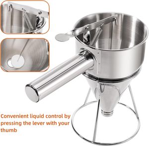 Stocked Stainless Steel Detachable Handle Pancake Batter Dispenser Stand Safe <b>Kit</b> Includes 2 Pieces for Baking <b>Cake</b> Decorating - Product Image 4