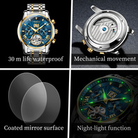 OLEVS 9965 Montre de sport personnalisée avec logo OEM, mode, étanche, acier inoxydable, automatique, lumineuse, mécanique, pour homme