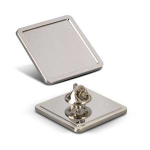 Spilla da bavero personalizzabile con nome, in oro e argento, rettangolare o quadrata, vuota - Product Image 1
