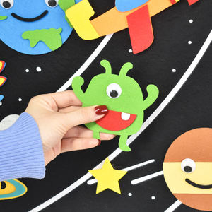 Tablero de Historias del Sistema Solar Reutilizable, Juguete Educativo Duradero para Niños y Niñas, Juego Interactivo del Espacio Exterior, Fieltro Sensorial - Product Image 5
