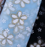 Tissu en dentelle suisse bleu 20D respirant 19 g/m² ultra-fin 100 % polyester pour jupe, vêtement, tulle doux imprimé effet soie
