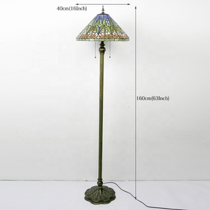 Lámpara de Pie LED de Vidrio Estampado Tradicional LongHuiJing con Pantalla Tiffany de Bronce, Iluminación de Lujo para el Hogar, Base E26 - Product Image 3