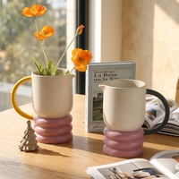Vase à fleurs en céramique avec poignée, 1 pièce, modèle Unique, décoration, mat créatif, pour table