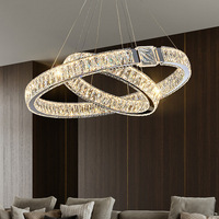 Lustre en cristal de luxe de style italien moderne et design à double couche pour restaurant, salon, suspension facile