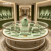 FORTE Vitrine à bijoux en daim vert, présentoirs et accessoires pour bijoux