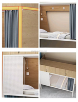Nouveaux meubles de chambre à coucher durables de couleur jaune moderne lits superposés en bois à deux étages avec rangement