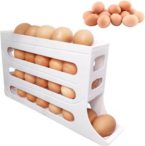 Special Fresh-Keeper Rolling Box Organizer <b>Plastic</b> Egg Rack Holder <b>for</b> Refrigerator Side Door Food Storage Tool - Product Image 4