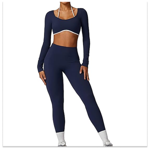 Ensemble de yoga sans couture : Leggings taille haute et soutien-gorge de sport – Tenue de sport pour l'entraînement, la gym et les séances de yoga pour femmes - Product Image 2