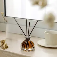 Vente en gros de bouteille vide ronde claire de diffuseur de roseau en verre d'arôme de luxe 50ml 100ml