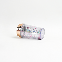 Gobelet en plastique à double paroi de 350 ml avec paillettes, réutilisable, mug de voyage scintillant avec couvercle rabattable, sans BPA, écologique