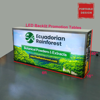 Comptoir promotionnel LED portable SEG rétroéclairé de 1,2 m pour salon professionnel, sans outil, pour la publicité