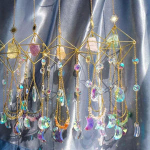 Sun Catcher Cages Designer Stone Chip Moon Heart <span class=keywords><strong>Wall</strong></span> Hanger Rainbow Maker Crystal Sun Catcher para <span class=keywords><strong>Home</strong></span> <span class=keywords><strong>Decor</strong></span> - Product Image 1