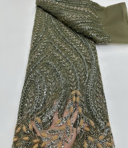 Tissu en dentelle très demandé, dentelle française de haute qualité, dentelle élégante avec des paillettes, des perles et des broderies, matière pour robe de soirée - Product Image 3