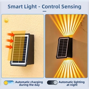 Lámpara <span class=keywords><strong>Solar</strong></span> de Pared de Alta Luminosidad con Iluminación Dispersa Hacia Arriba y Hacia Abajo, <span class=keywords><strong>Sensor</strong></span> de <span class=keywords><strong>Luz</strong></span>, IP65 Impermeable, Decoración para Jardín y Cercas - Product Image 5
