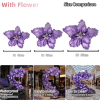 Bunga Lily Renda dan Glitter Ungu Raksasa Buatan, Dekorasi Seni Kerajinan, Ornamen Bunga untuk Latar Belakang Pernikahan, Dekorasi Toko dan Mal
