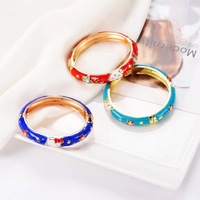 Luxe coloré émail fendu alliage bracelets femmes mode bijoux en gros traditionnel pivoine fleurs chinois Cloisonné Bracelet