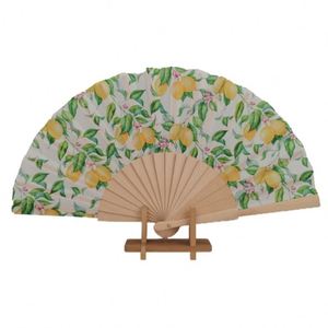 Customizable Folding Cloth Fan Carved Music Angel Classic Spanish Style Wood Handle Halloween Promotion Motif for Love Occasions - Product Image 1