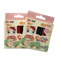 Crayons de couleur courts, 12 couleurs, avec boîte en forme de chat mignon, non toxiques, pour enfants, dessin et fournitures artistiques
