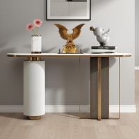 Table d'entrée multifonctionnelle en acier inoxydable italien, design léger et luxueux, nouveau style chinois, table murale pour porte d'entrée