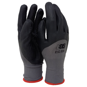 Guantes DE SEGURIDAD desechables EDIS E52.03N Guantes de poliéster recubiertos de nitrilo punteados-Paquete de 12 - Product Image 1