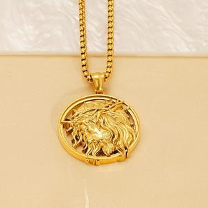 Collares Lincy con Corona de Espinas para Hombre, Joyería de Moda, Cadena de Caja de Acero Inoxidable que No se Deslustra, Colgante Redondo Católico de Jesús en Oro de 18K - Product Image 3