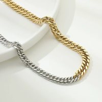Collier chaîne cubaine en acier inoxydable plaqué or 8 mm unisexe pour hommes et femmes, bijoux en gros, cadeau