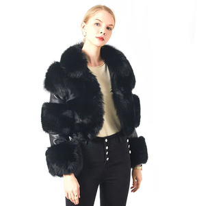 เสื้อโค้ทหนังขนฟูและรองเท้าบูทยาวถึงเข่าสุนัขจิ้งจอกหนังแท้เสื้อผ้าเข้าชุดสำหรับผู้หญิงแฟชั่นหรูหราฤดูหนาว - Product Image 2