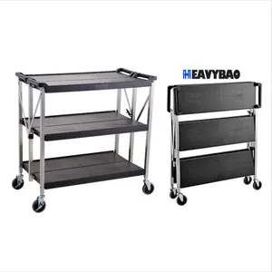 Heavybao Folding Plastic Trolley Stainless Steel Square Tube Trolley Cart Without Any Smells