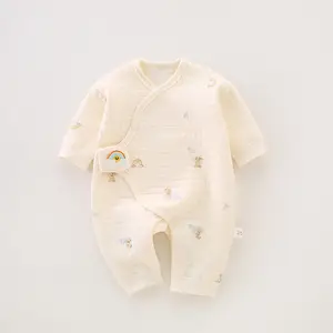 Newborn baby autumn and winter pure cotton boneless clothing newborn pajamas for men and women baby crawling clothes