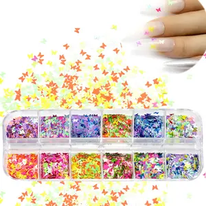 Laser Della Farfalla di Fascini Olografica Paillettes Nail Sparkle Glitter Sticker Per La Nail Della Decorazione di Arte