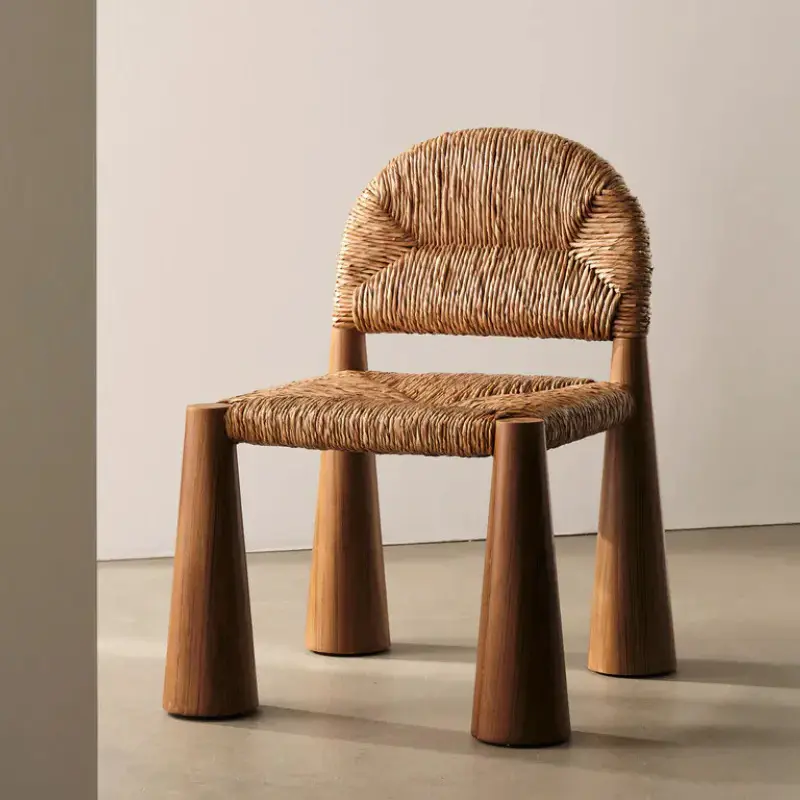 Modern Italian creative solid wood rattan chair retro B&B restaurant designer art dining chair