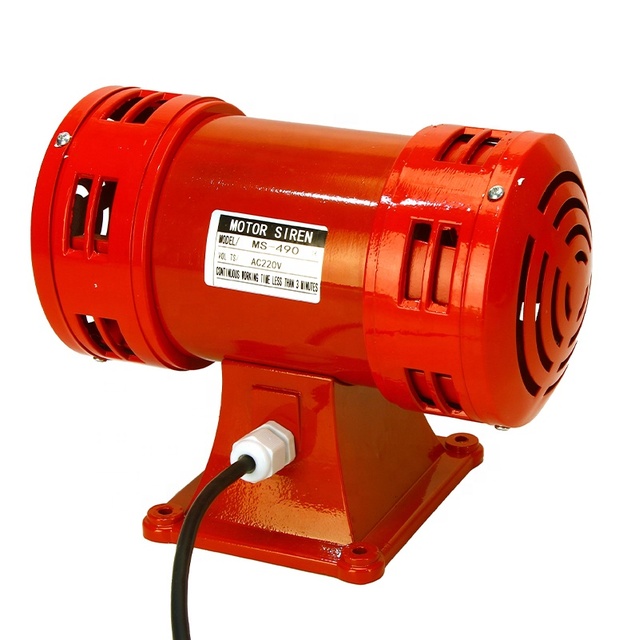 MS-490 Wireless AC Motor Siren Alarm System Red Aluminum Horn for Industrial Use AC110V/AC230V