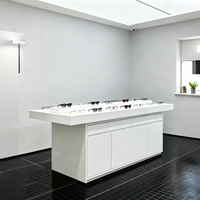 Vitrine optique blanche minimaliste,comptoir de vente au détail moderne avec tiroirs pour le stockage et l'affichage de lunettes
