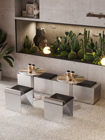 Ensemble de table et de chaises de style industriel personnalisé pour bar et taverne, canapé mural pour café, salon de thé, table en acier inoxydable